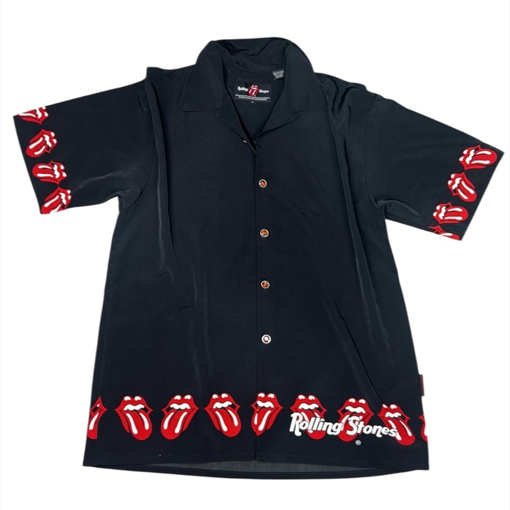 Vintage y2k Rolling Stones Dress Shirt By Dragonfly 2002 Band Merchandise L Rare